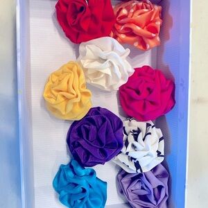 My Boutonniere Italy Handmade Fabric Flower Lapel Pin Set 9pc Multicolor Rose